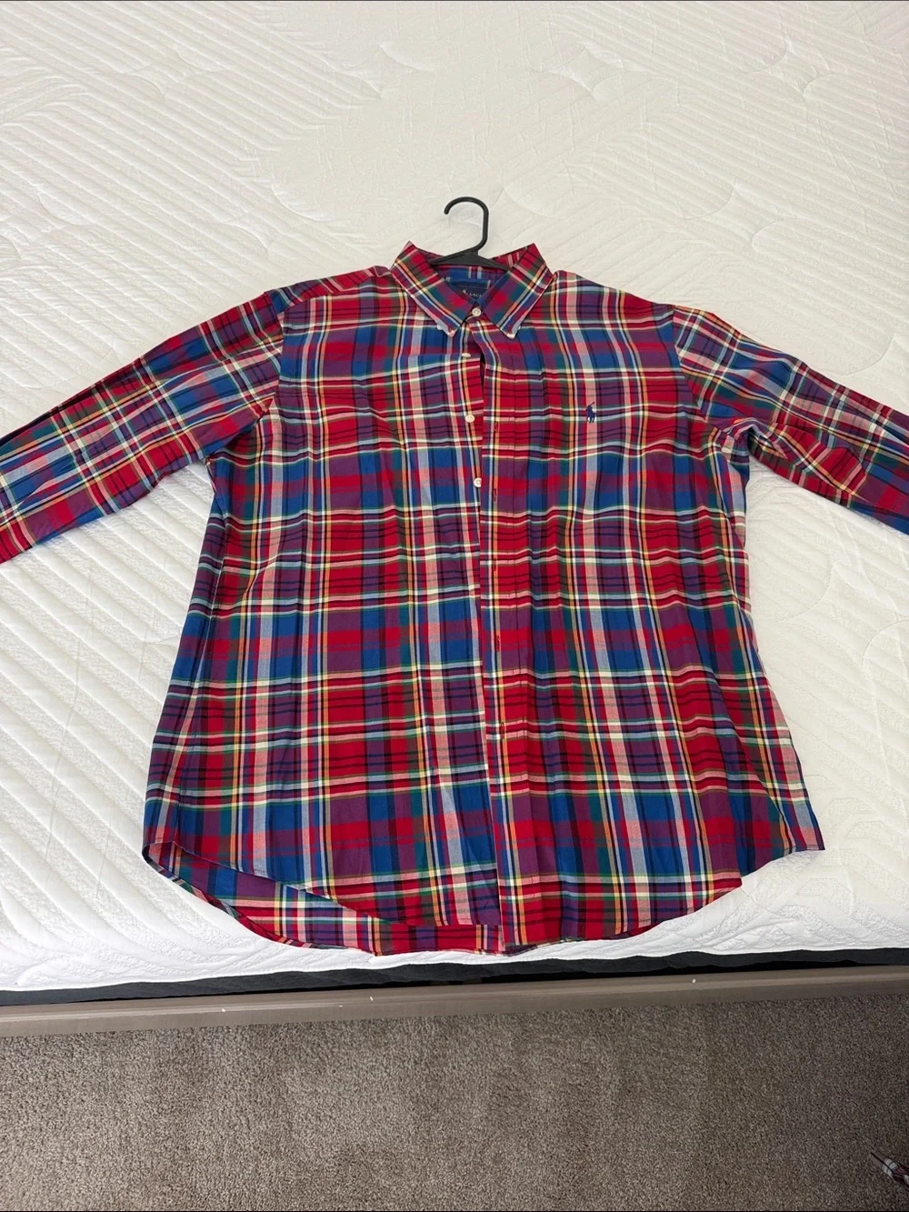 Polo by Ralph Lauren Red Plaid Button-Down Shirt with Blue Accents